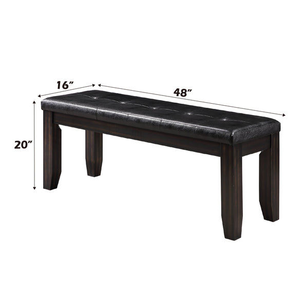 ACME Urbana Black Synthetic Leather & Espresso Bench Model 74625