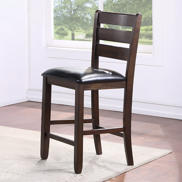 ACME Urbana Black Synthetic Leather & Espresso Counter Height Chair (Set-2) Model 74633