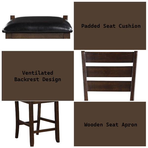 ACME Urbana Black Synthetic Leather & Espresso Counter Height Chair (Set-2) Model 74633