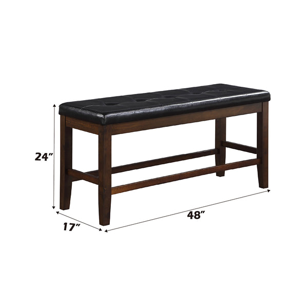 ACME Urbana Black Synthetic Leather & Espresso Counter Height Bench Model 74634