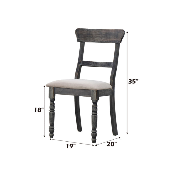 ACME Leventis Light Brown Linen & Weathered Gray Side Chair (Set-2) Model 74642