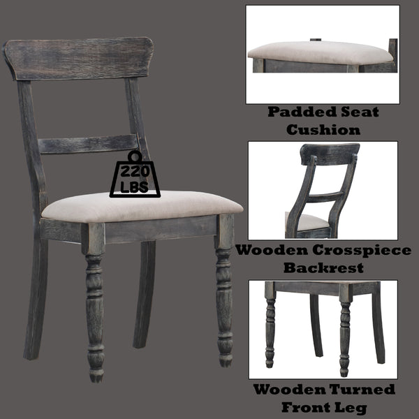 ACME Leventis Light Brown Linen & Weathered Gray Side Chair (Set-2) Model 74642