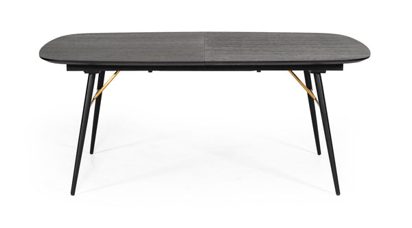 Modrest Billy Modern Black Oak & Gold Extendable Dining Table Model VGDWJ3498