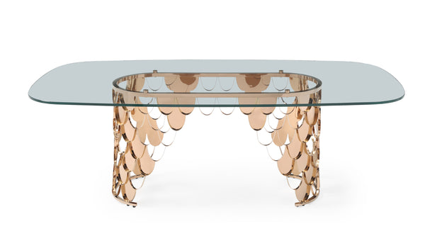 Modrest Javier Modern Glass & Rosegold Dining Table Model VGVCT088L