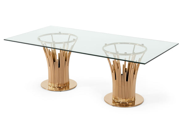 Modrest Paxton Modern Glass & Rosegold Dining Table Model VGVCT817L