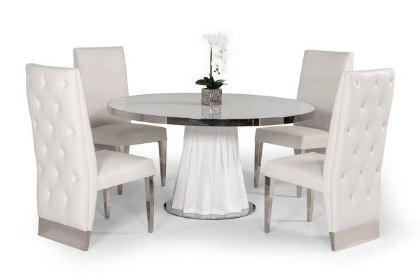 Modrest Cabaret Modern White Round Dining Table Model VGVCT1799