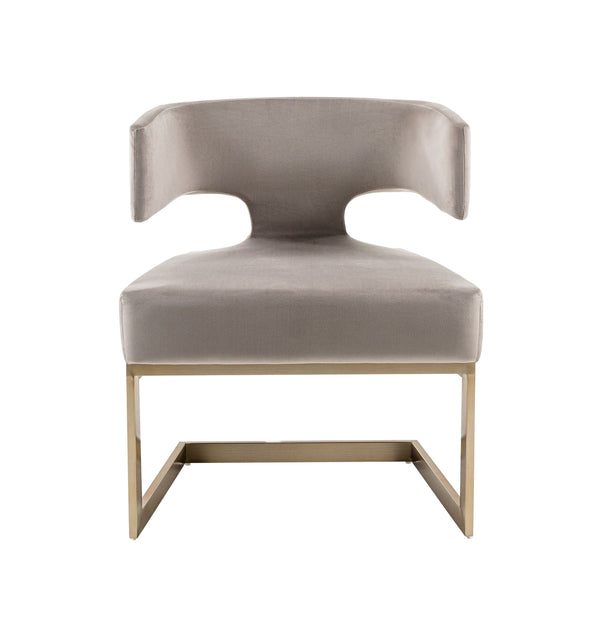 Modrest Calvo Modern Off White Velvet & Brass Dining Chair Model VGVCB897A-OWHT