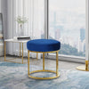 Modrest Elmont Modern Blue Velvet & Gold Stool Ottoman Model VGFH-FDC8017-BLU