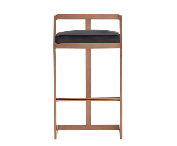 Modrest Halifax Modern Black Velvet & Rosegold Bar Stool Model VGRH-RHS-DC-212-BLK
