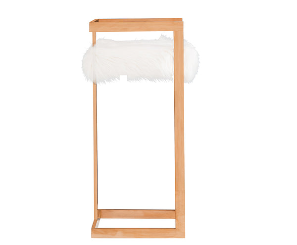 Halifax Modern White Faux Fur & Rosegold Bar Stool