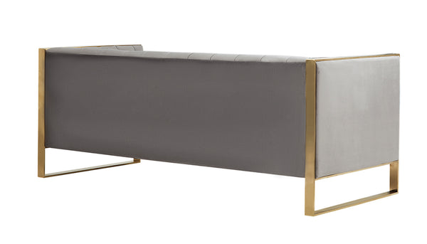 Carlos Modern Grey Velvet & Gold Sofa