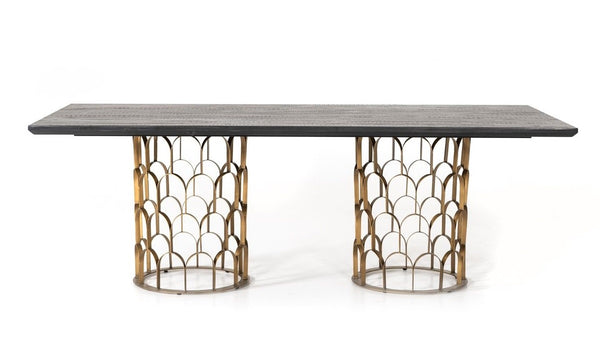 Modrest Natalie Modern Black Acacia & Antique Brass Dining Table Model VGLBGATS-DT220-03