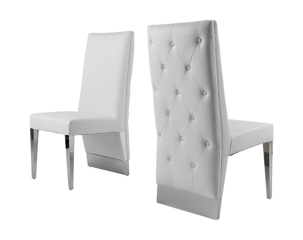Modrest Kilson Modern White Leatherette & Stainless Steel Dining Chair (Set Of 2) Model VGVCB1819-WHT