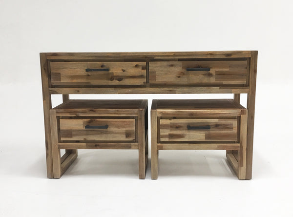Mandy Modern Nutmeg Acacia Console & End Table Set