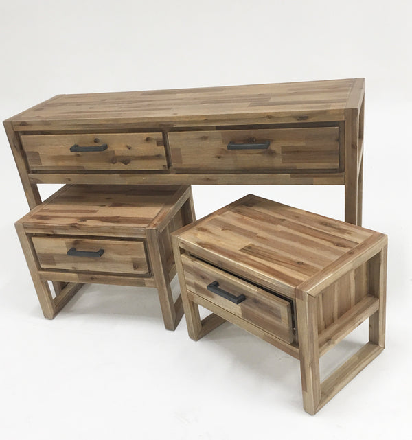 Mandy Modern Nutmeg Acacia Console & End Table Set