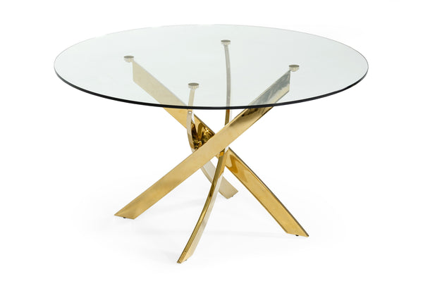 Modrest Pyrite Modern Round Glass Dining Table Model VGEWF2133AG