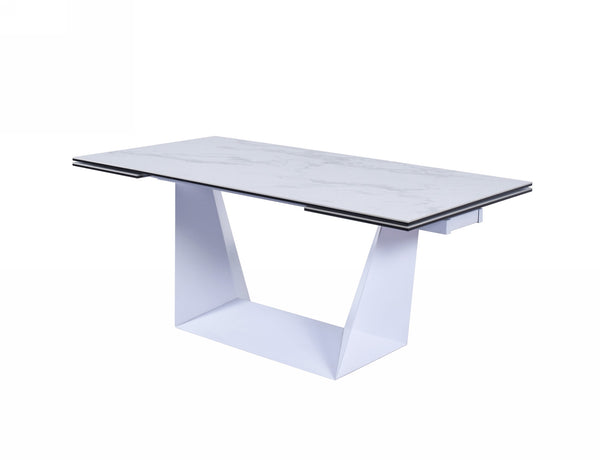 Modrest Baldwin Modern White Ceramic Extendable Dining Table Model VGNS-GD8684-C