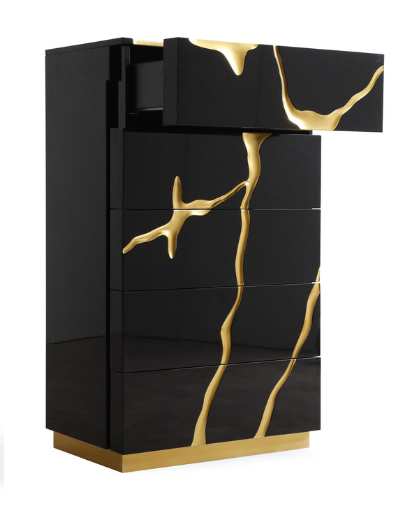 Aspen Modern Black & Gold Chest