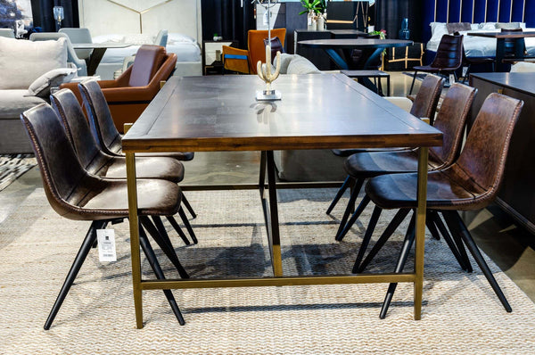Modrest Shane Modern Acacia & Brass Dining Table Model VGNX-MEMPHIS-20179