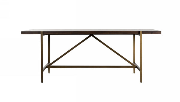 Shane Modern Acacia & Brass Dining Table