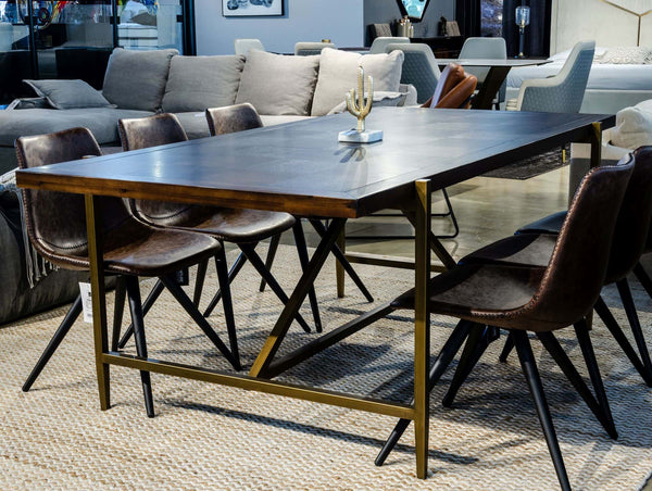 Modrest Shane Modern Acacia & Brass Dining Table Model VGNX-MEMPHIS-20179