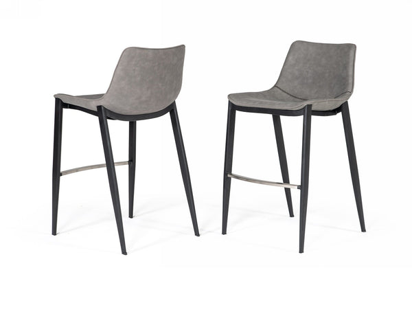 Modrest Jane Modern Grey & Black Counter Stool (Set Of 2) Model VGHR5361C-GRY-BLK-BS