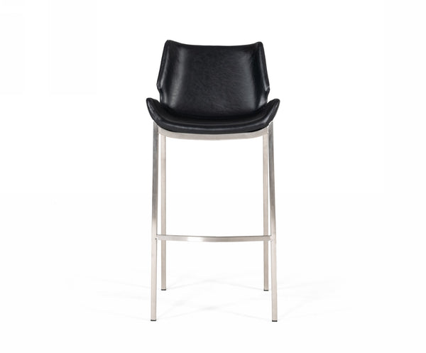 Modrest Dave Modern Black Eco Leather Bar Stool (Set Of 2) Model VGHR5368-B