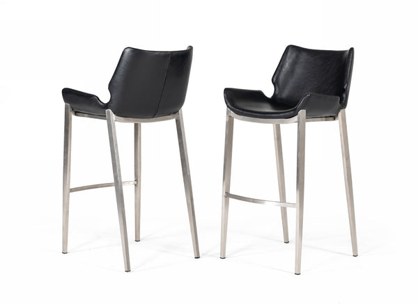Modrest Dave Modern Black Eco Leather Bar Stool (Set Of 2) Model VGHR5368-B