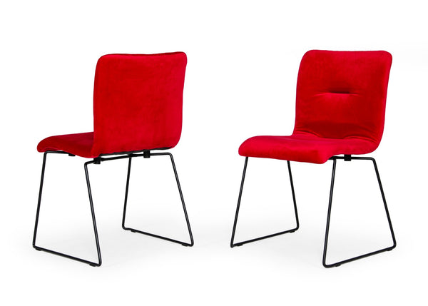 Modrest Yannis Modern Red Fabric Dining Chair (Set Of 2) Model VGMAMI-913-RED