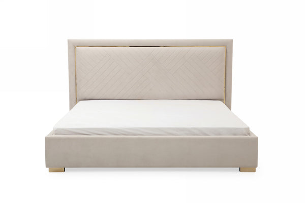 Modrest Corrico Off White Velvet Modern Bed Model VGVCBD1906-19-BED