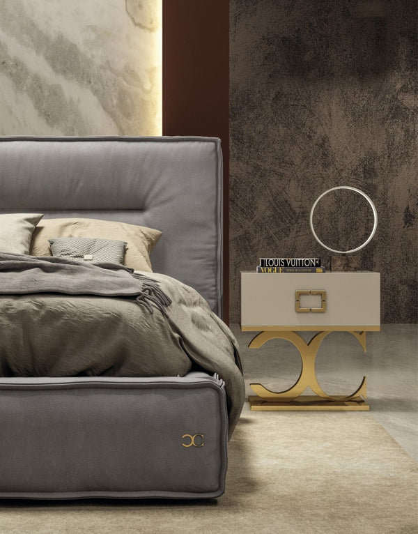 Lamod Italia Hollywood Eastern King Italian Contemporary Grey Leather Bed Model VGDDHOLLYWOOD-EK-EK