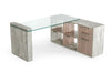 Boston Modern Glass & Faux Concrete Reversible Desk