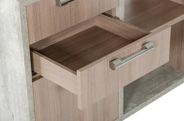 Nova Domus Boston Modern Glass & Faux Concrete Reversible Desk Model VGANBOSTON