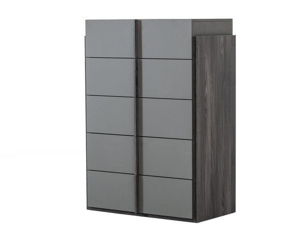 Lucia Italian Modern Elm and Matte Grey Chest