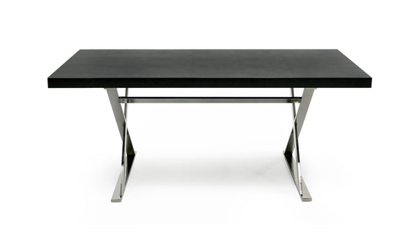 A&X Xavier Modern Black Crocodile & Stainless Steel Dining Table Model VGUNAA815-180-BLKCROC