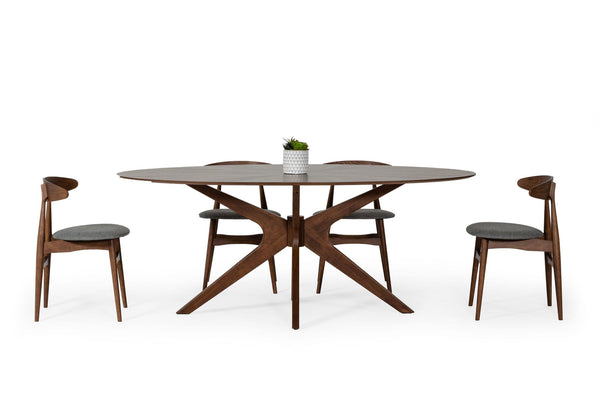 Modrest Prospect Modern Oval Walnut Dining Table Model VGMAMIT-5276-1