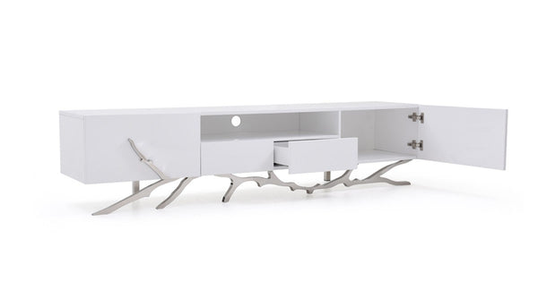 Legend 87"-Wide Modern White TV Stand