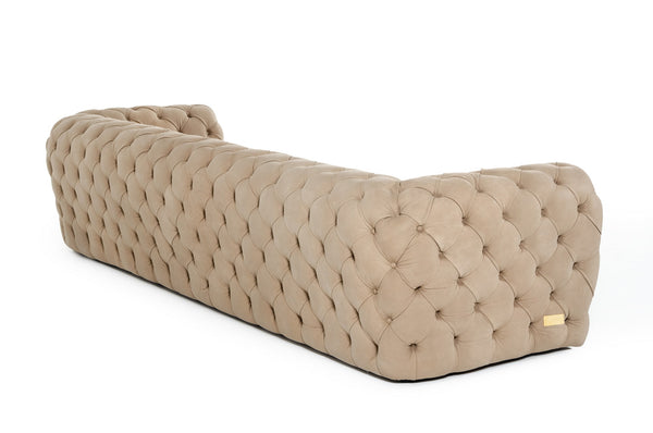 Ellington- Italian Beige Nubuck Leather 4-Seater Sofa