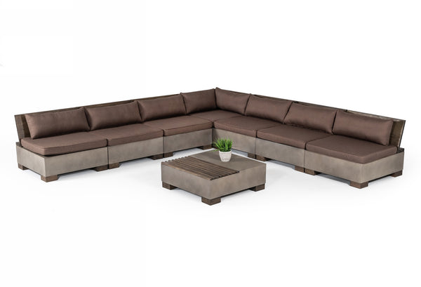Modrest Delaware Modern Concrete Modular Sectional Sofa Set With Square Coffee Table Model VGLB-RIVI-SQR-SET