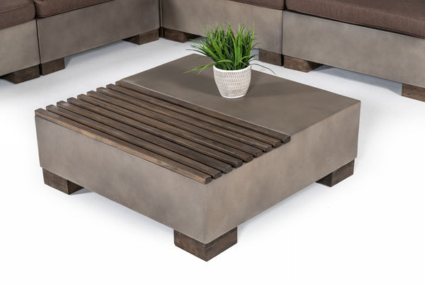 Modrest Delaware Modern Concrete Modular Sectional Sofa Set With Square Coffee Table Model VGLB-RIVI-SQR-SET