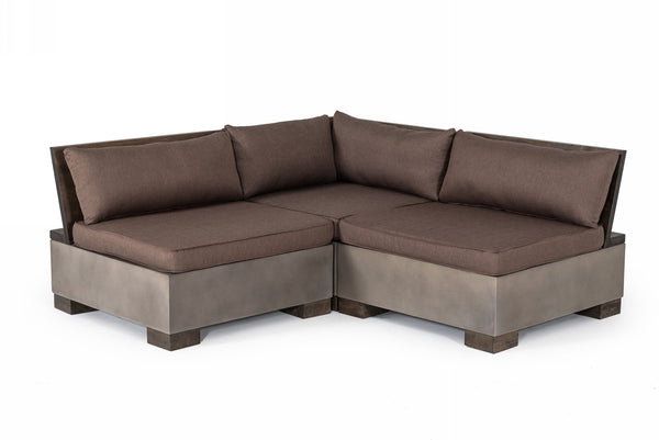 Modrest Delaware Modern Concrete Modular Sectional Sofa Set With Square Coffee Table Model VGLB-RIVI-SQR-SET