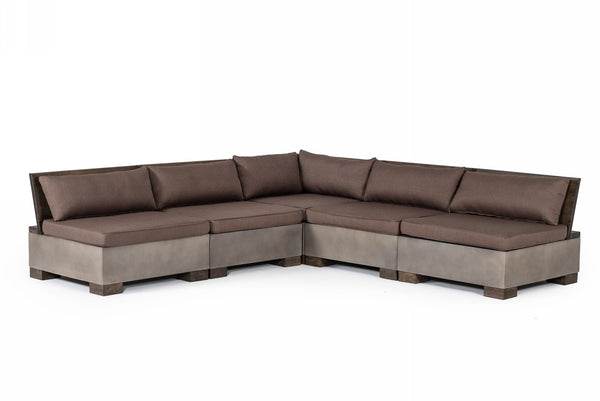 Modrest Delaware Modern Concrete Modular Sectional Sofa Set With Square Coffee Table Model VGLB-RIVI-SQR-SET
