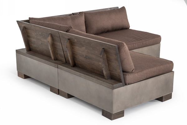 Modrest Delaware Modern Concrete Modular Sectional Sofa Set With Square Coffee Table Model VGLB-RIVI-SQR-SET