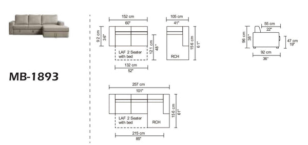 Divani Casa Nebula Modern Beige Fabric Sofa Bed Model VGMB-1893
