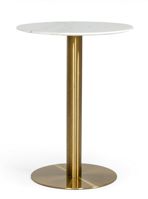 Modrest Fairway Glam White Marble And Brushed Gold Bar Table Model VGEUMC-6931BT