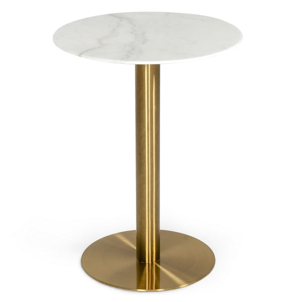 Fairway Glam White Marble and Brushed Gold Bar Table