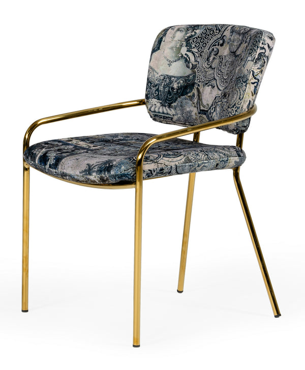 Modrest Farnon Modern Patterned Velvet And Gold Dining Chair Model VGEUMC-9560-A