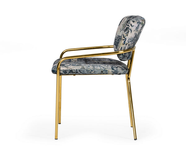 Modrest Farnon Modern Patterned Velvet And Gold Dining Chair Model VGEUMC-9560-A