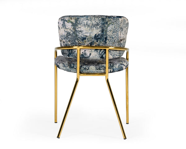 Modrest Farnon Modern Patterned Velvet And Gold Dining Chair Model VGEUMC-9560-A