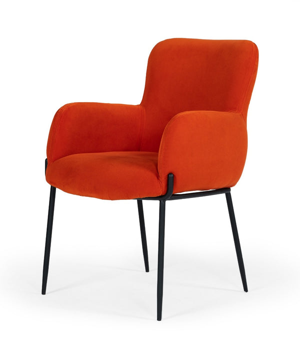 Modrest Frisco Mid Century Orange Velvet Dining Chair Model VGEUMC-9577CH-A